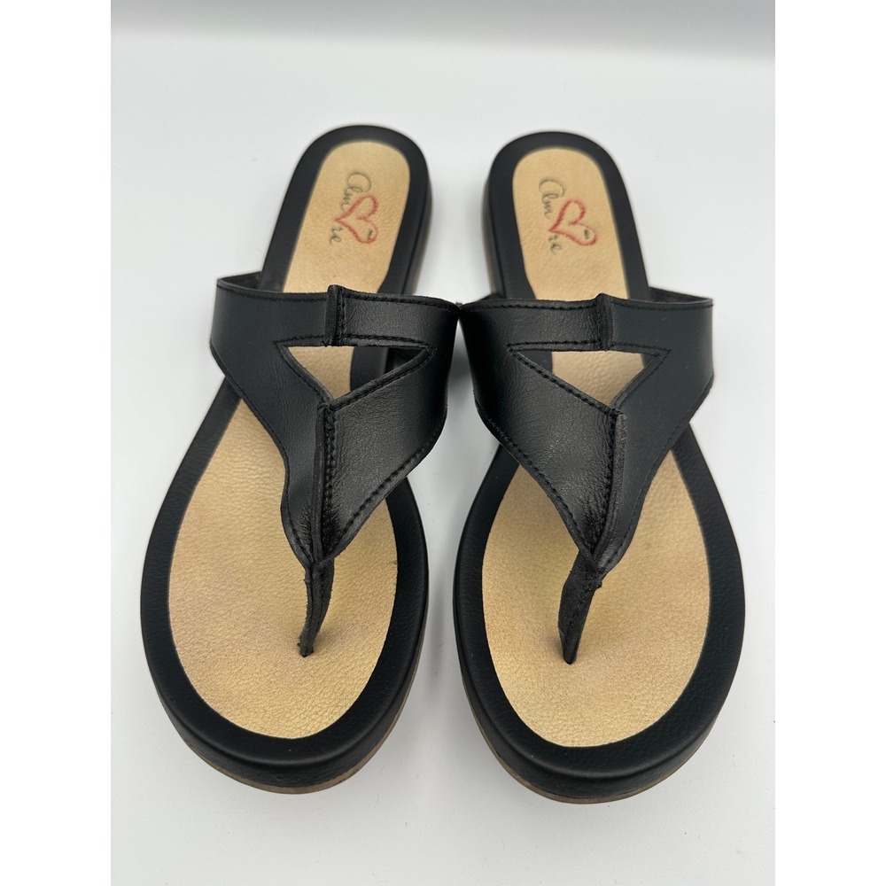 Mia Amore Mayte Keyhole Black Vegan Thong Sandals Sz 11 Flip Flops Chic Boho EUC